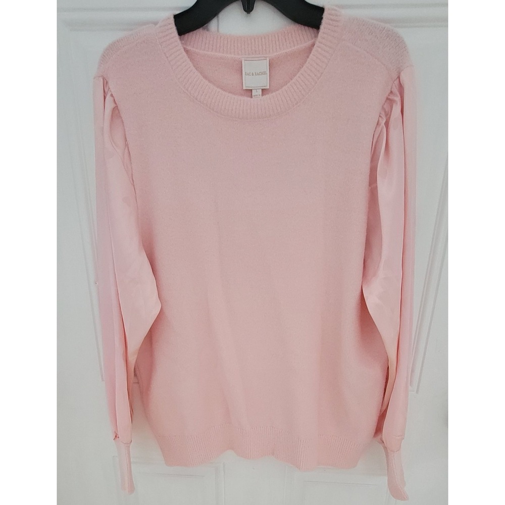 Zac & Rachel Women's Solid‎ Sweater Size L Color Pink Long Sleeve with heart